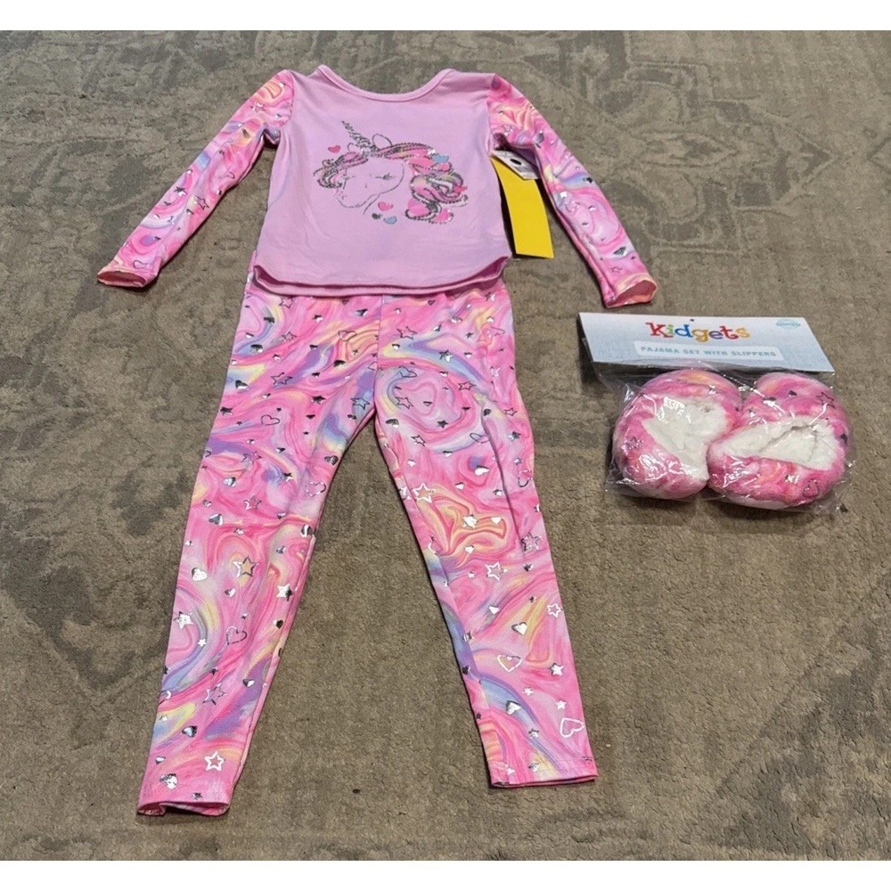Kidget Unicorn Pajamas Outfit fit American Girl W Slippers Sz‎ 3T 3 Toddler New